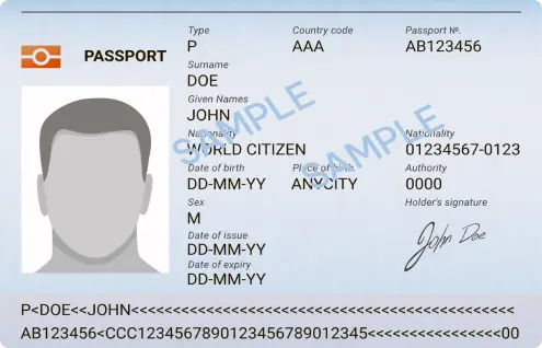 Example of a correct passport page photo