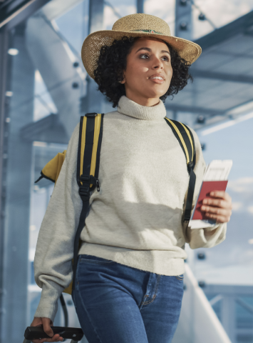 Traveler completing an online arrival card