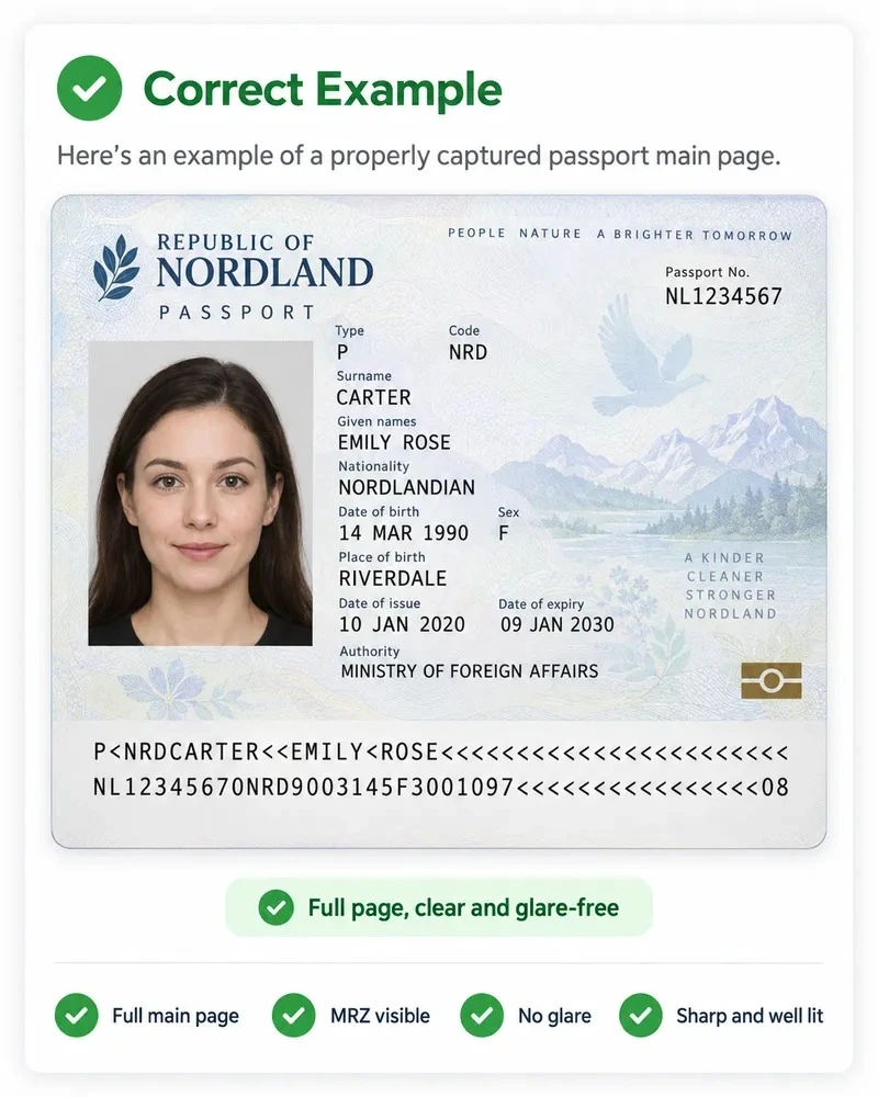Correct example - Passport photo