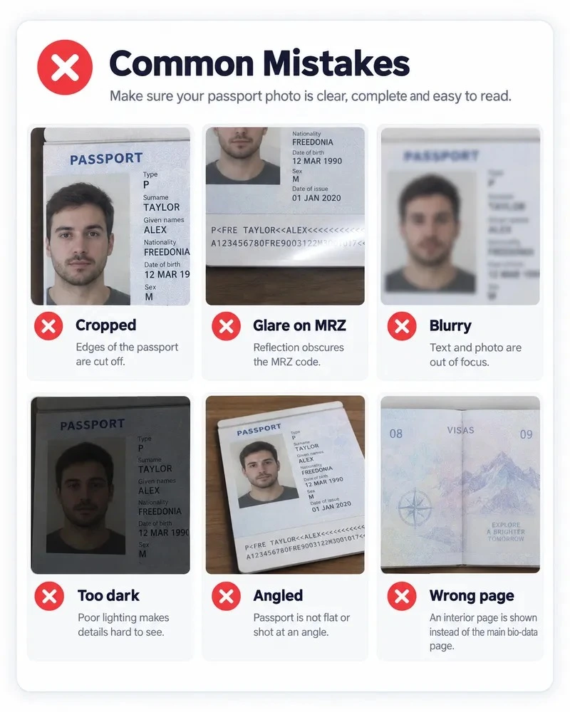 Common mistakes - Passport photo